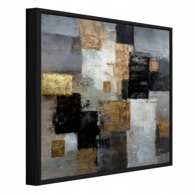 Tableau dans un cadre noir métallique abstraction béton loft salon chambre à coucher 80x80