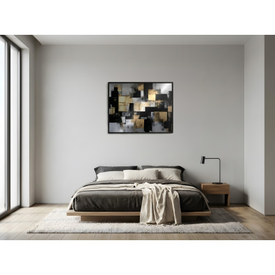 Tableau sur m&eacute;tal dans un cadre noir, style abstrait, pour salon ou chambre &agrave; coucher, 120 x 80