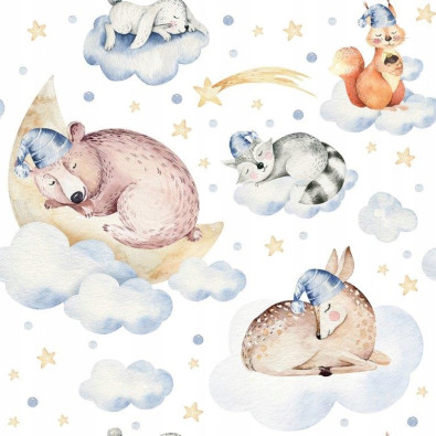 Papier peint pour chambre d'enfant animaux de la forêt rouleau