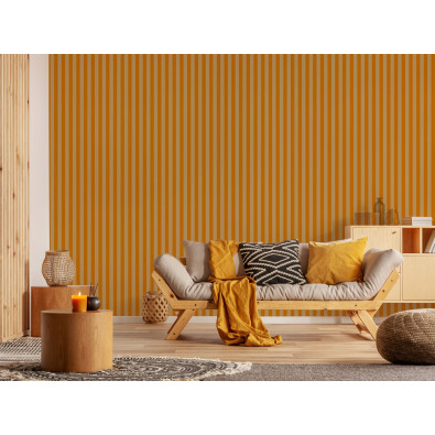 Papier peint brun &agrave; rayures de style scandinave sur intiss&eacute; pour le salon et la chambre &agrave; coucher