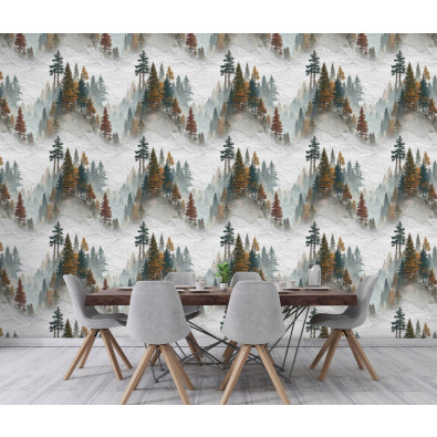 Papier peint &laquo; For&ecirc;t brune &raquo; sur intiss&eacute; pour le salon ou la chambre &agrave; coucher