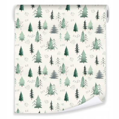 Papier peint &laquo; for&ecirc;t verte &raquo; sur intiss&eacute; pour le salon ou la chambre &agrave; coucher