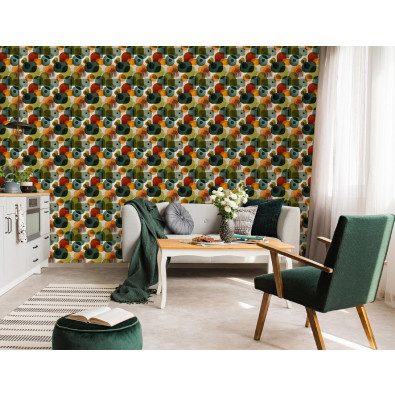Papier peint color&eacute; de style boh&egrave;me sur intiss&eacute; pour le salon ou la chambre &agrave; coucher