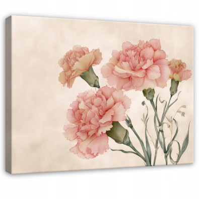 Tableau abstrait représentant des fleurs (œillets et roses) pour la chambre à coucher ou le salon, sur toile, 40 x 30 cm