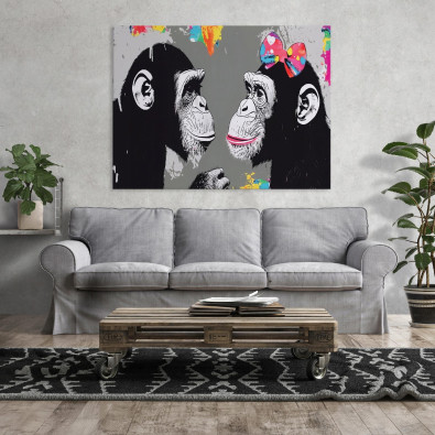 Tableau graffiti &laquo; Le singe &raquo; de Banksy, style moderne, pour chambre ou salon, sur toile 40 x 30