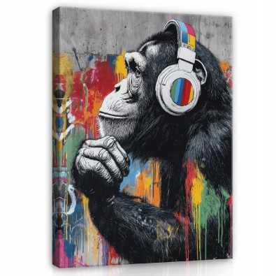 Tableau de graffiti de Banksy représentant un singe, style moderne, pour chambre à coucher ou salon, sur toile, 40 x 30 cm