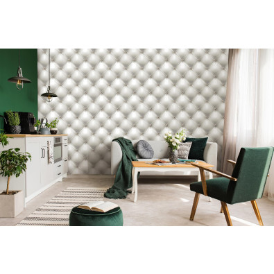 Papier peint matelassé 3D blanc cuir papier peint mural colle