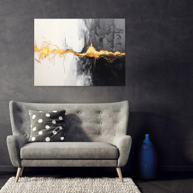 Tableau pour chambre &agrave; coucher, salon, cuisine, abstraction, or sur toile, mur, 120 x 80