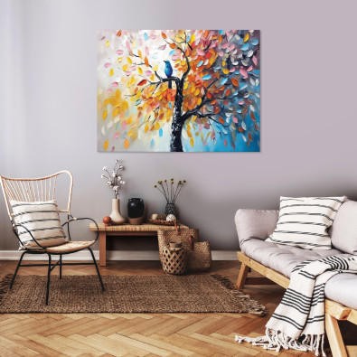 Tableau abstrait moderne repr&eacute;sentant un arbre en 3D, pour chambre &agrave; coucher ou salon, sur toile 40 x 30