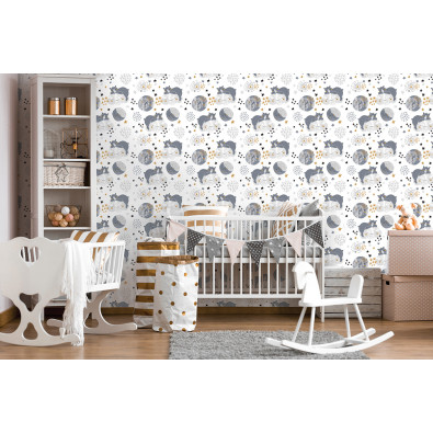 Papier peint pour enfants animaux étoiles nuages rouleau