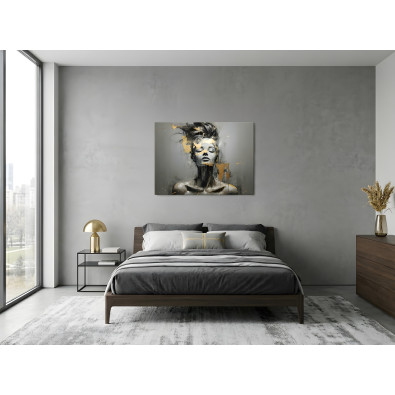 Tableau femme visage abstraction grand salon 60x40
