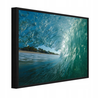 Tableau dans un cadre noir sur toile vagues mer océan salon chambre à coucher 120x80