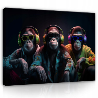 Peinture abstraite moderne représentant un singe musicien sur toile, pour salon, 120 x 80 cm