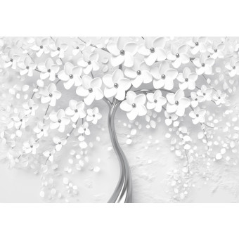 14215 - Style glamour Arbre blanc argenté 3D