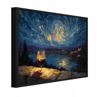 Tableau dans un cadre noir sur toile abstraction paysage chambre à coucher 60x40