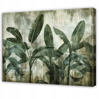 Tableau abstrait représentant des feuilles et du béton vert, idéal pour une chambre ou un salon, sur toile, 40 x 30 cm
