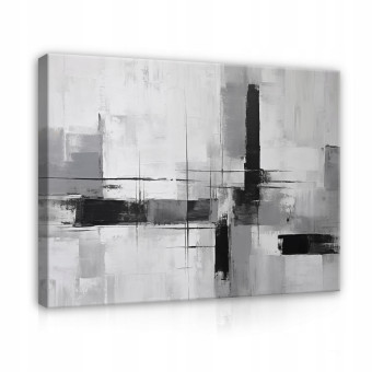 Tableau abstrait pour salon sur toile murale grand format gris moderne 40x30