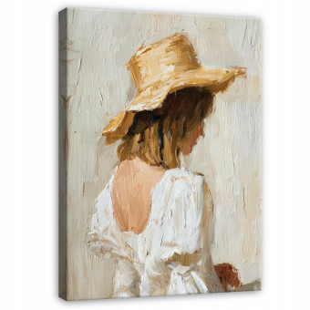 Tableau femme abstraction boho beige pour chambre à coucher salon sur toile 40x30