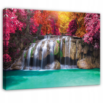 Cascade d'images « forêt, paysage, nature » pour chambre à coucher ou salon, sur toile 120 x 80