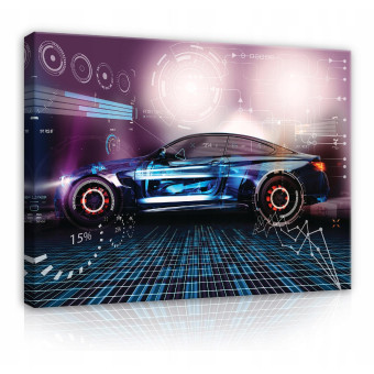 Tableau pour chambre d'enfant garçon voiture joueur 60x40