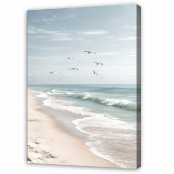 Tableau représentant la mer, la plage, des oiseaux et la nature, paysage pour chambre à coucher ou salon, sur toile, 60 x 40 cm
