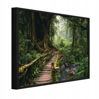 Tableau dans un cadre noir sur toile forêt arbres nature salon chambre à coucher 40x30