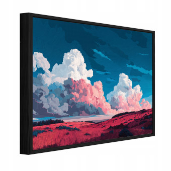 Tableau dans un cadre noir sur toile paysage aquarelle salon chambre à coucher 40x30