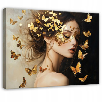 Tableau femme glamour papillons pour chambre à coucher salon cuisine sur toile 60x40