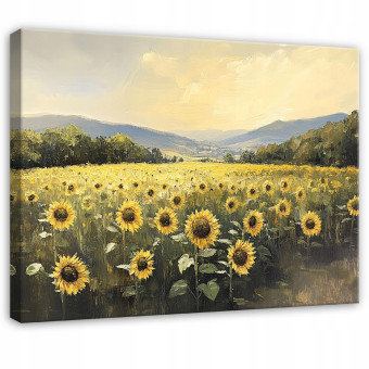 Tableau fleurs prairie tournesols pour chambre à coucher salon cuisine sur toile 120x80