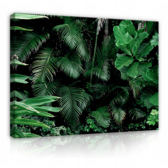 Peinture sur toile feuilles vertes jungle 100x70