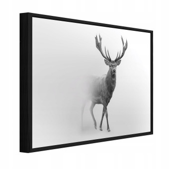 Tableau dans un cadre noir sur toile cerf animaux salon chambre à coucher 60x40