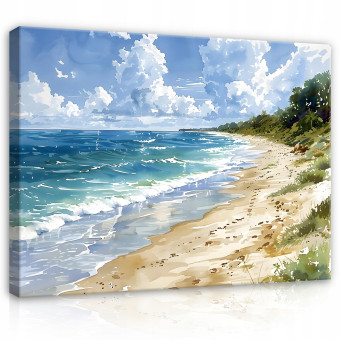 Image plage mer comme peinte sur toile mur chambre salon 100x70