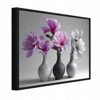 Tableau dans un cadre noir sur toile, fleurs dans un vase, salon, chambre à coucher, 40 x 30