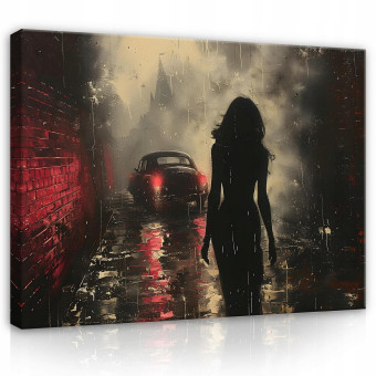 Tableau femme nue voiture sur toile mur chambre salon 100x70