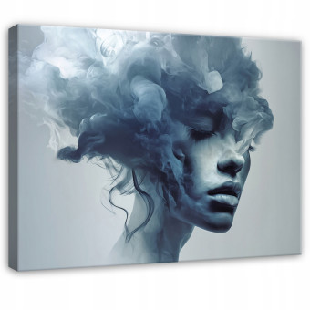 Tableau femme bleu abstraction pour chambre à coucher salon sur toile 100x70