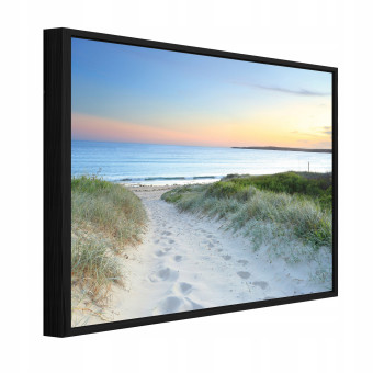 Tableau dans un cadre noir sur toile plage mer nature salon chambre à coucher 100x70