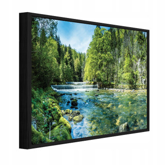 Tableau dans un cadre noir sur toile forêt rivière nature salon chambre à coucher 40x30