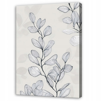 Tableau abstrait représentant des feuilles, gris, pour chambre à coucher ou salon, sur toile, 60 x 40