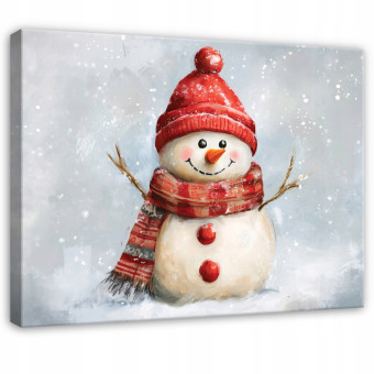 Tableau hivernal bonhomme de neige neige hiver pour chambre à coucher salon sur toile 60x40