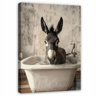 Image d'un âne dans une baignoire, animaux, verticale, pour salle de bain, sur toile, murale, 100 x 70