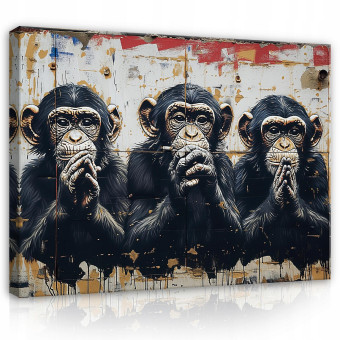 Image de singe trois Sage abstraction moderne sur toile murale 40x30