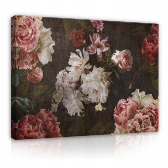 Tableau sur toile fleurs vintage rétro salon 120x80