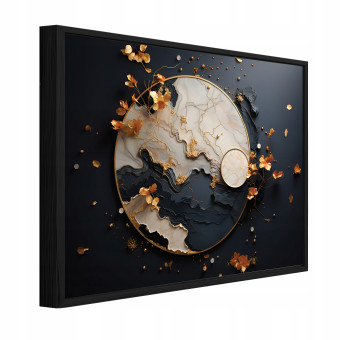 Tableau dans un cadre noir sur toile abstraction marbre salon chambre à coucher 120x80