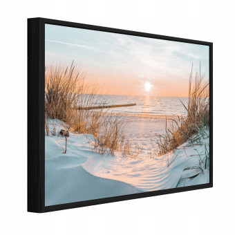 Tableau dans un cadre noir sur toile mer plage nature salon chambre à coucher 60x40