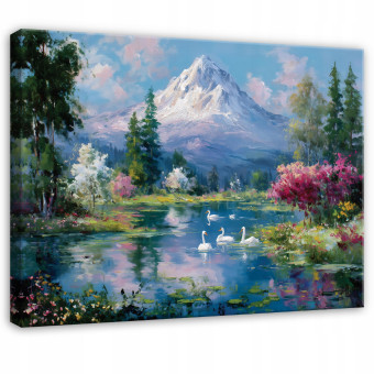 Image de montagne, paysage, nature, forêt pour chambre à coucher ou salon, sur toile 100x70