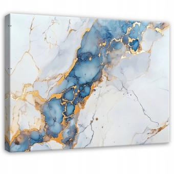 Peinture abstraite marbre or bleu chambre salon sur toile 120x80