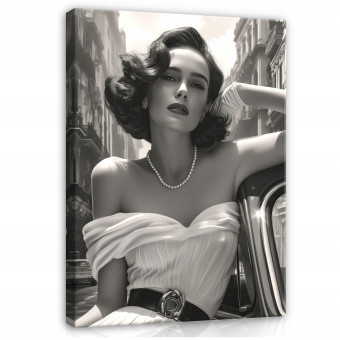 Tableau femme noir et blanc sur toile pour mur de chambre à coucher ou salon 120x80