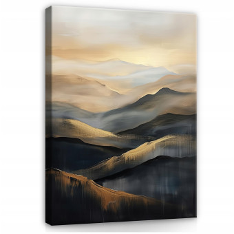 Tableau abstrait doré et noir sur toile pour la chambre à coucher ou le salon 100x70