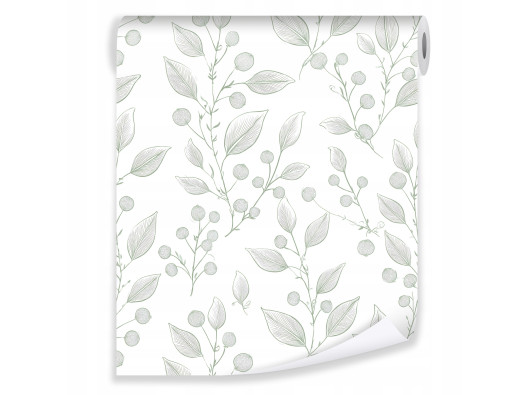 Papier peint gris &agrave; motifs de feuilles sur intiss&eacute; pour le salon ou la chambre &agrave; coucher