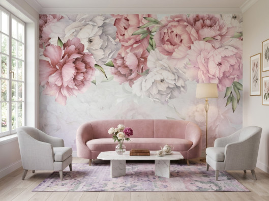 Papier peint floral roses pivoines pour chambre &agrave; coucher salon papier peint mural 400x280